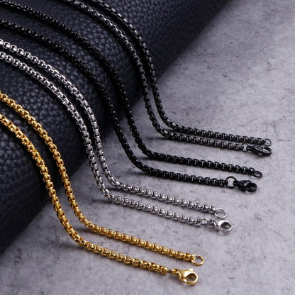 Micro Link Titanium Steel Box Chain Necklace