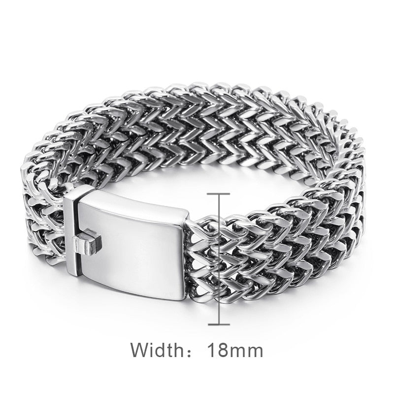 Mesh Link Chain Bracelet Men Punk Vintage Metal Stainless Steel Mens Wrist Band Charm Wide Bracelets Jewelry