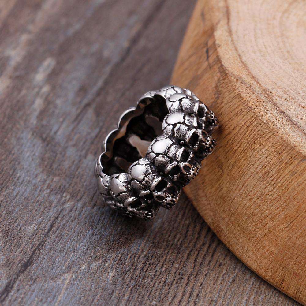 Skull Row Stainless Steel Ring