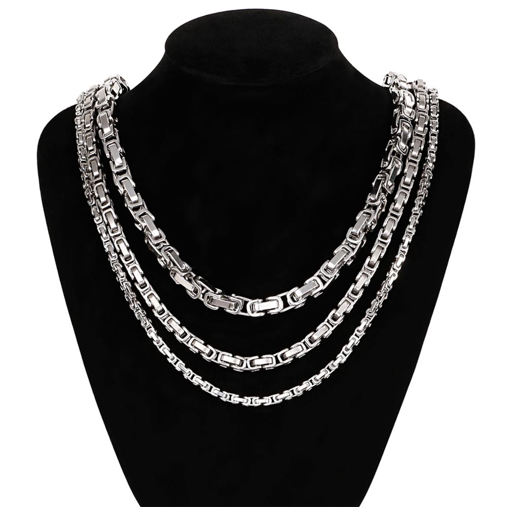 Bright Steel Byzantine Chain Necklace