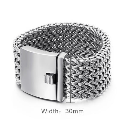 Mesh Link Chain Bracelet Men Punk Vintage Metal Stainless Steel Mens Wrist Band Charm Wide Bracelets Jewelry