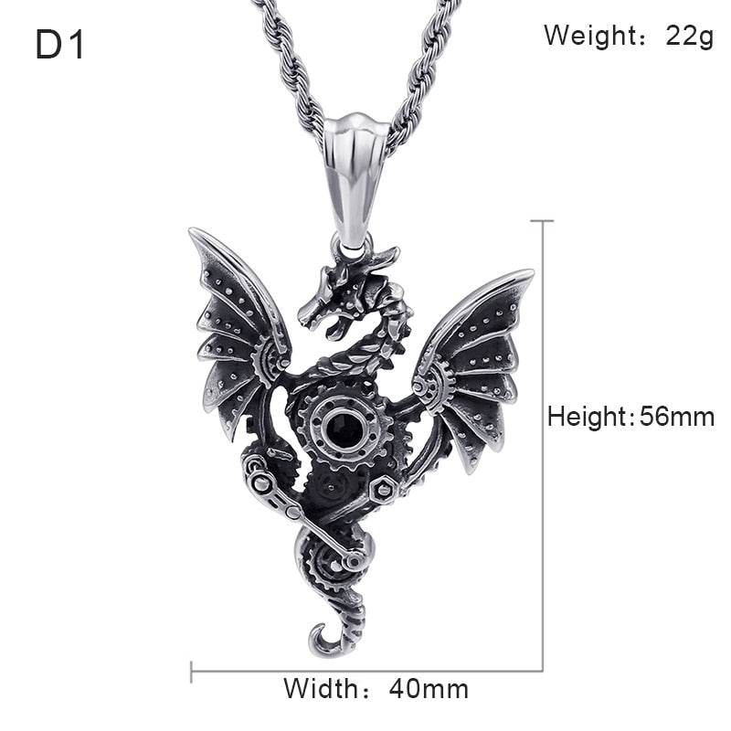 Bold Dragon Pendant Necklace