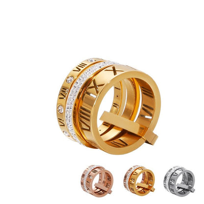 Roman Numerals Stacked Ring Set