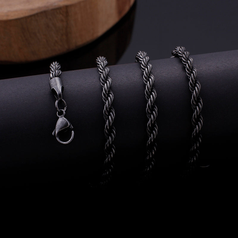 Gunmetal Twisted Rope Chain Necklace