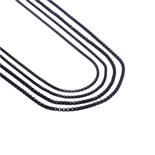 Black Rounded Link Box Chain Necklace