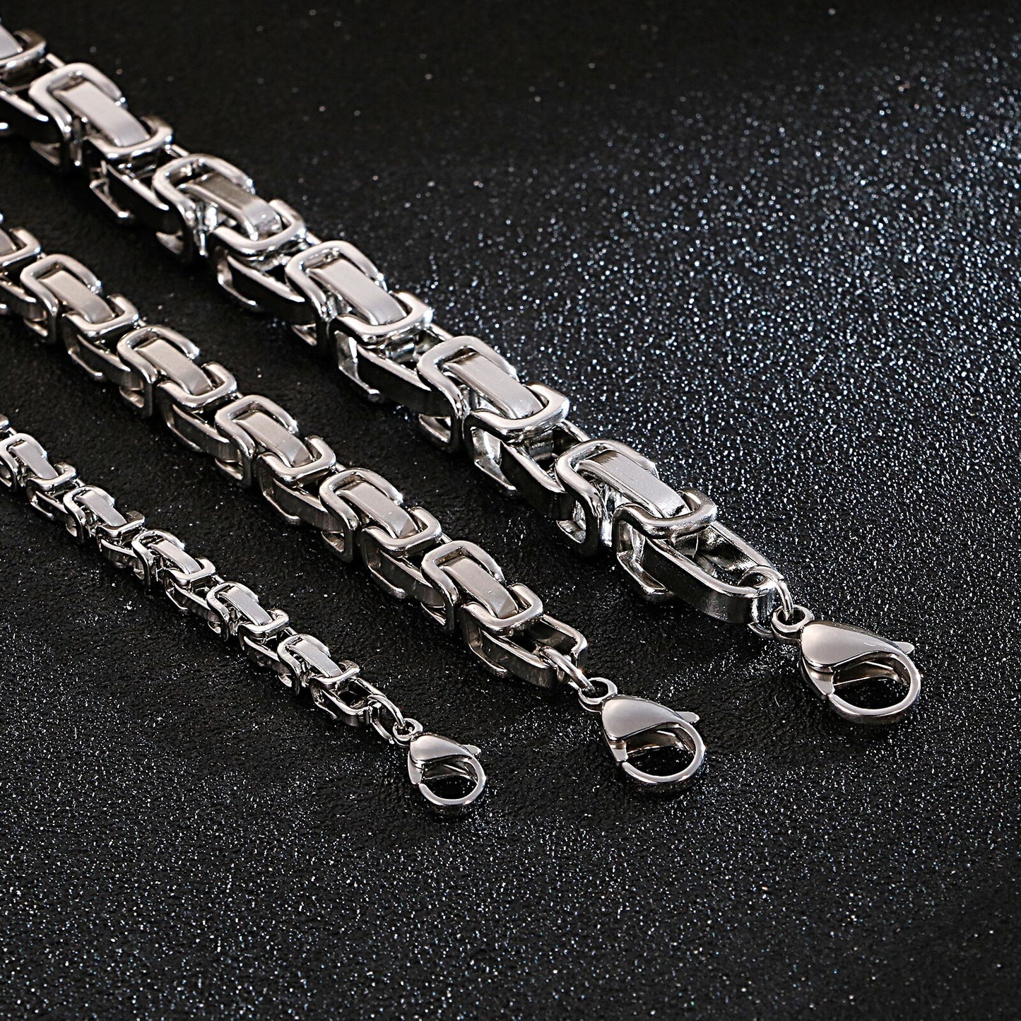 Bright Steel Byzantine Chain Necklace