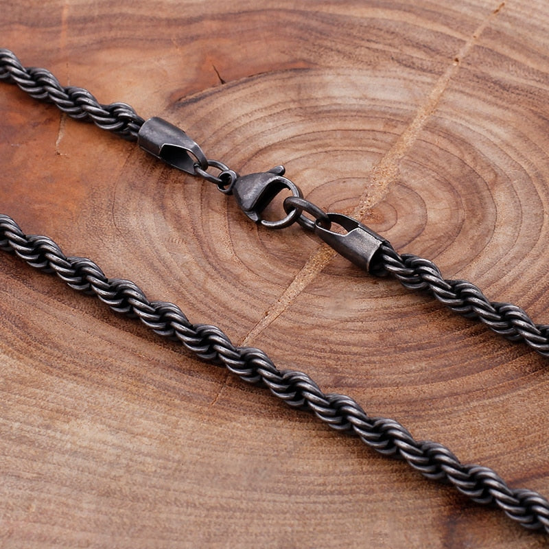 Gunmetal Twisted Rope Chain Necklace