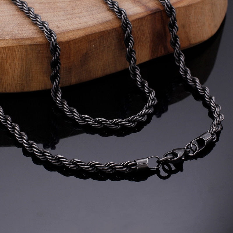 Gunmetal Twisted Rope Chain Necklace