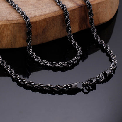 Gunmetal Twisted Rope Chain Necklace