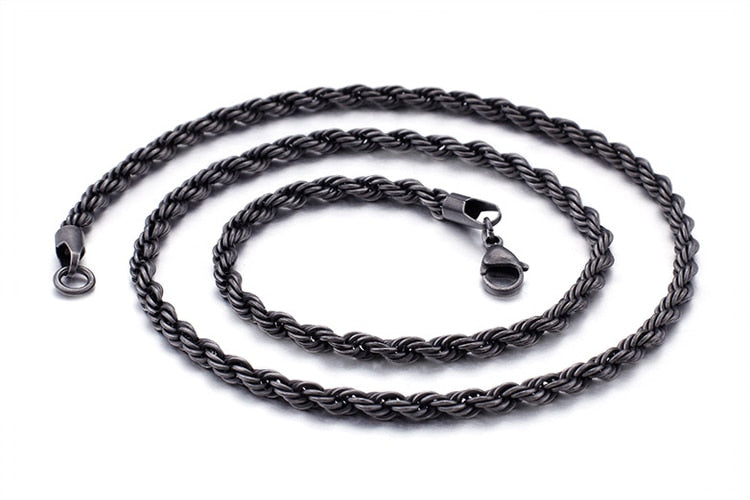 Gunmetal Twisted Rope Chain Necklace