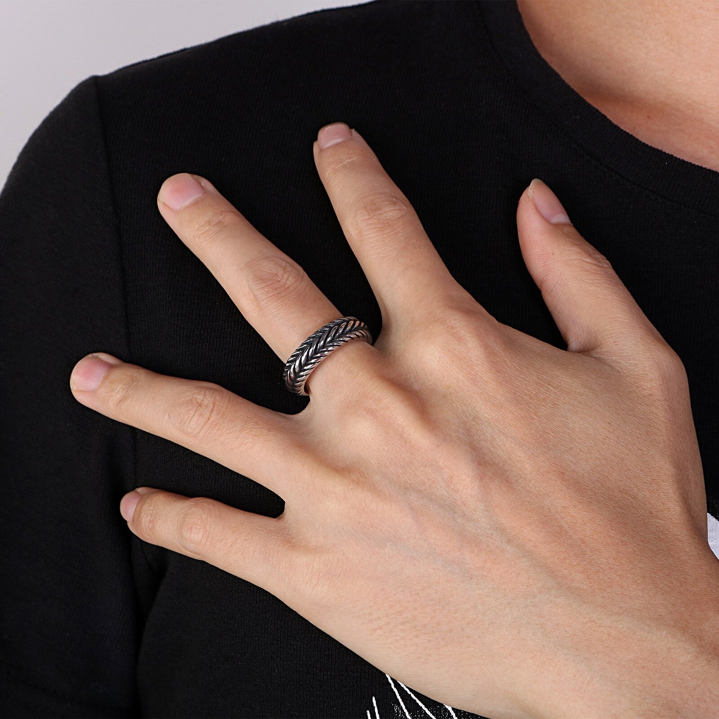 Shiny Biker Black Ring