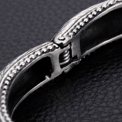 Dual Wolf Hinged Bangle Bracelet