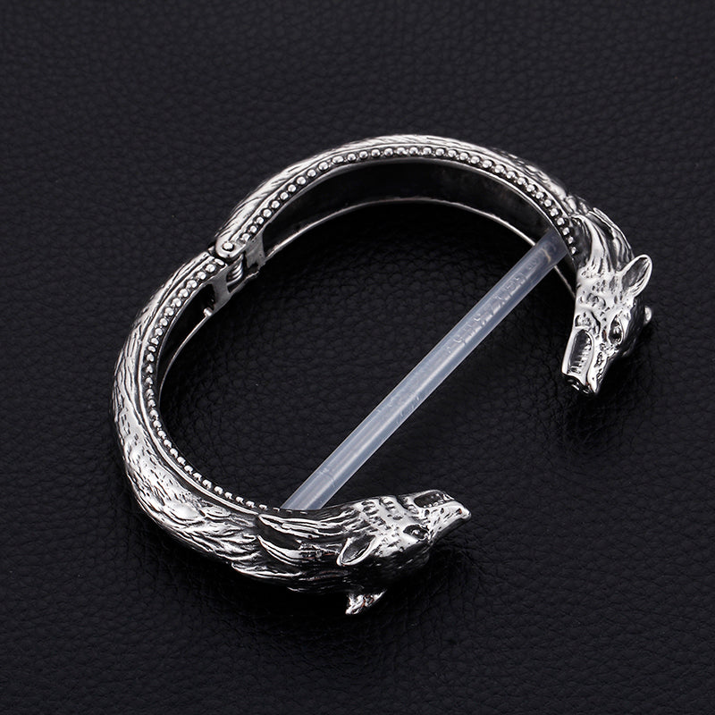 Dual Wolf Hinged Bangle Bracelet