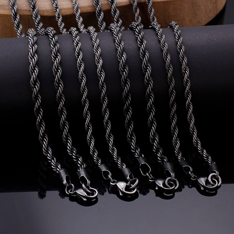 Gunmetal Twisted Rope Chain Necklace