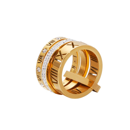 Roman Numerals Stacked Ring Set