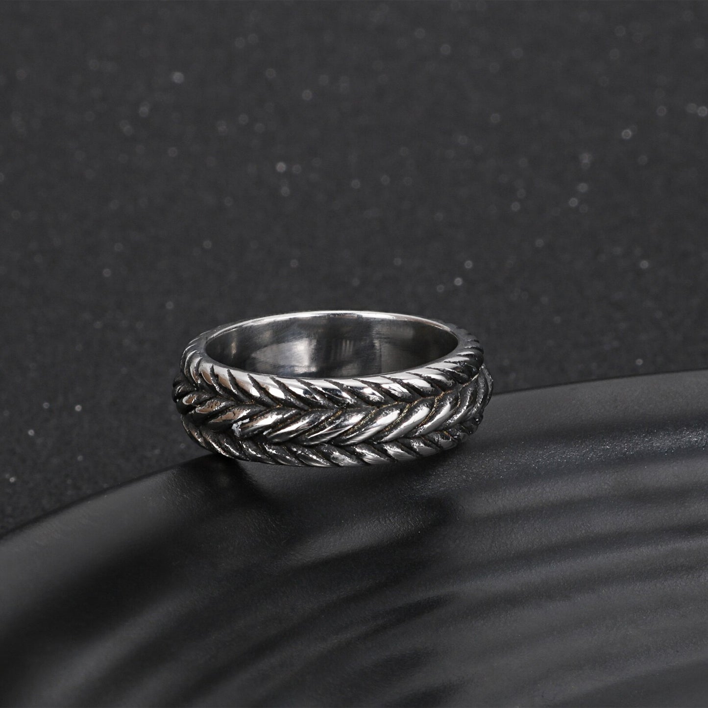 Shiny Biker Black Ring