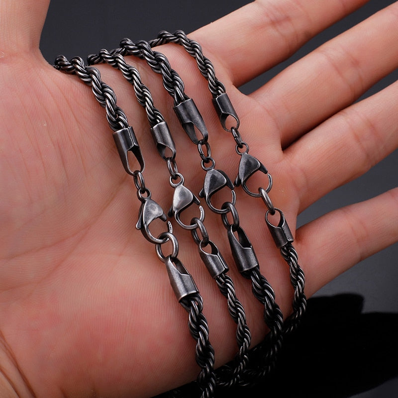 Gunmetal Twisted Rope Chain Necklace