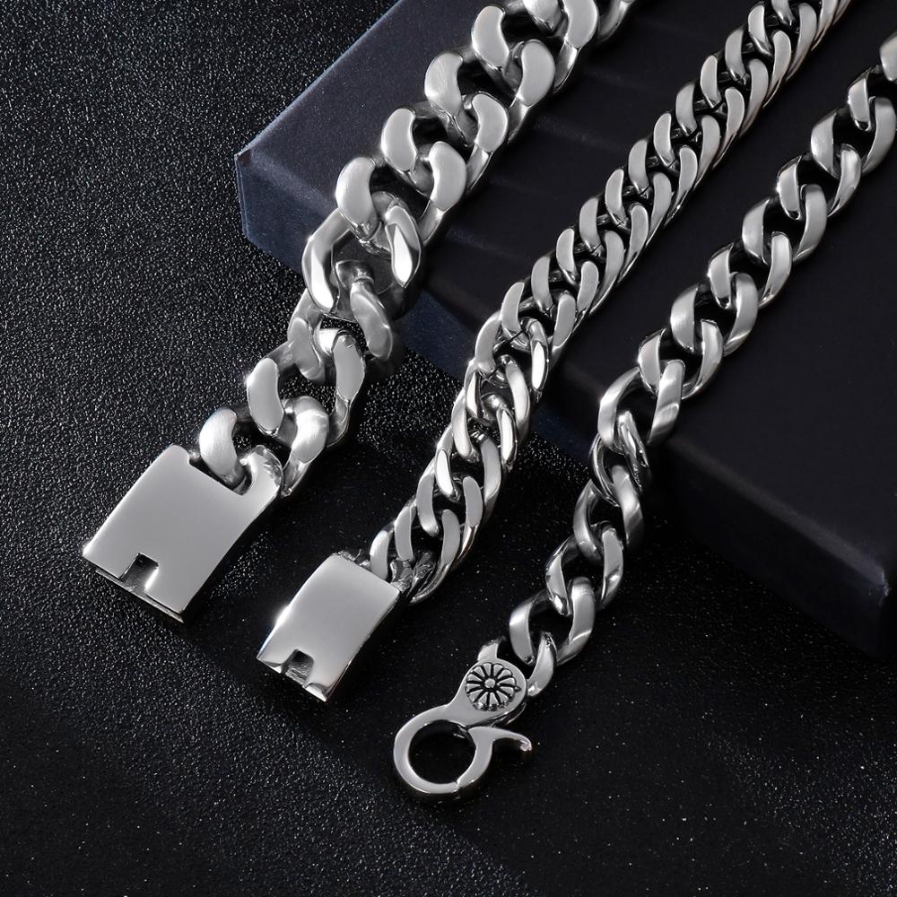 Stainless Steel Men Bracelet Vintage Wide Link Chain Bracelet Wrist Band Men Accessories Bangle Fashion Jewelry