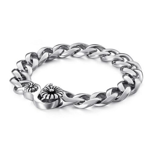 Stainless Steel Men Bracelet Vintage Wide Link Chain Bracelet Wrist Band Men Accessories Bangle Fashion Jewelry