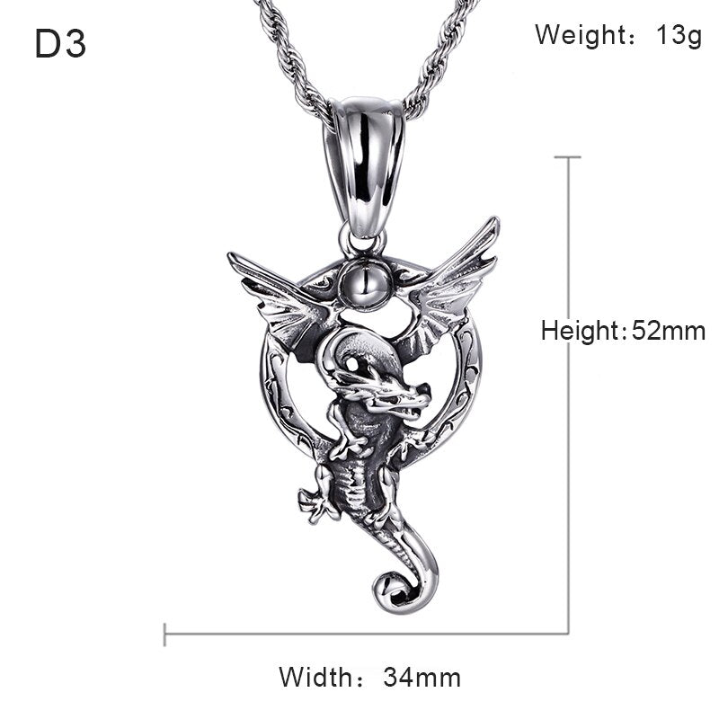 Bold Dragon Pendant Necklace