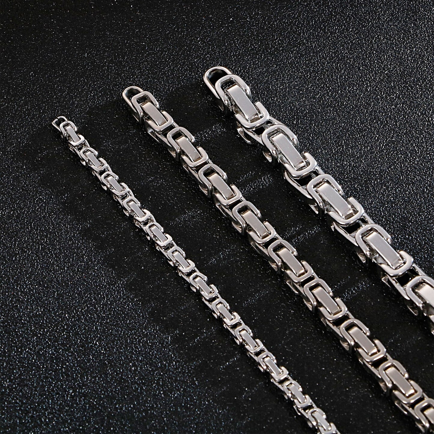 Bright Steel Byzantine Chain Necklace