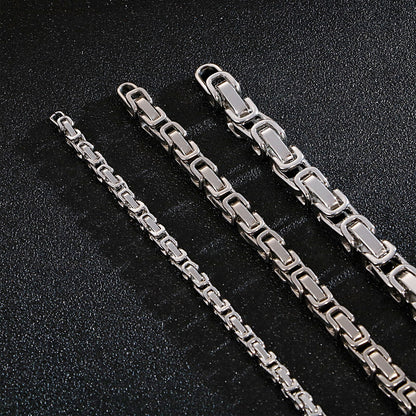 Bright Steel Byzantine Chain Necklace