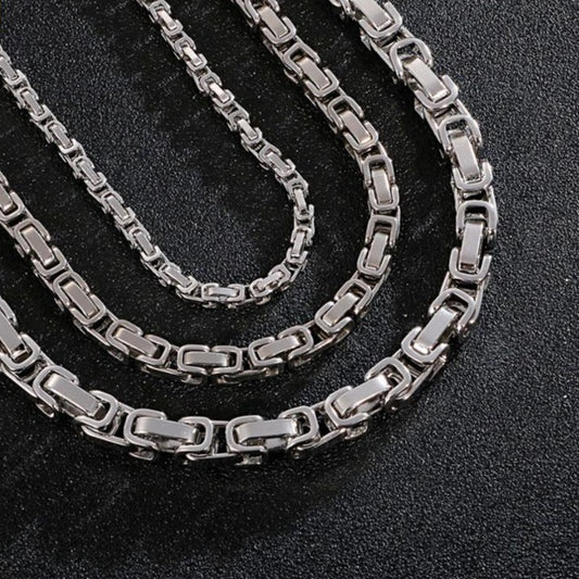 Bright Steel Byzantine Chain Necklace