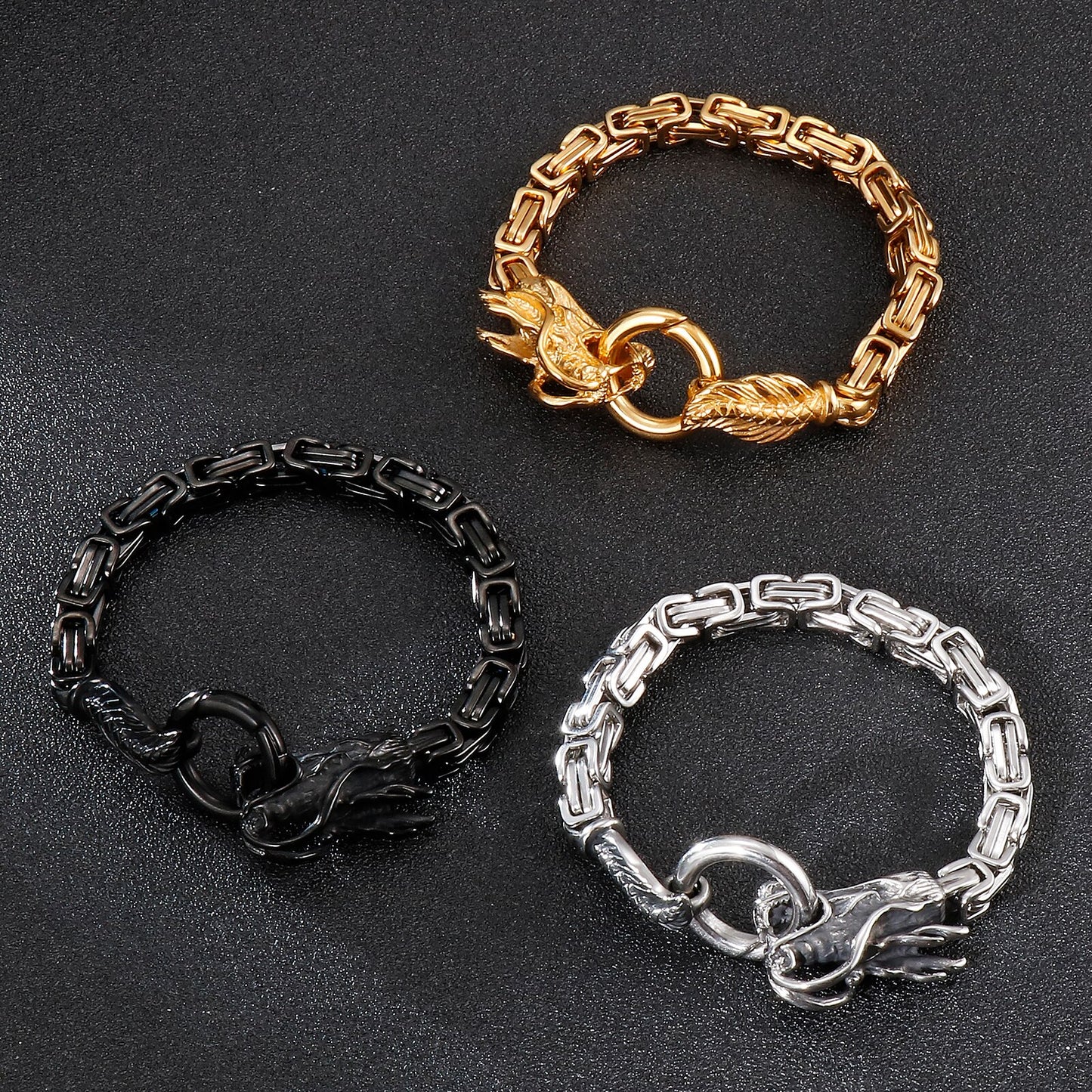 Dragon Ouroboros Byzantine Chain Bracelet