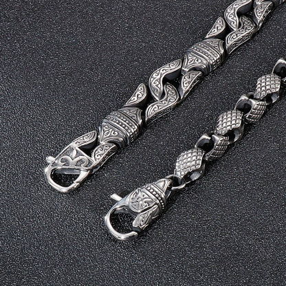 Vintage Boxing Gloves Men Bracelet Stainless Steel Bead Link Chain Retro Carved Wristband Fashion Jewelry