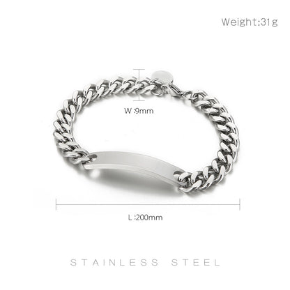 Engraving Bar Bold Cuban Link Bracelet