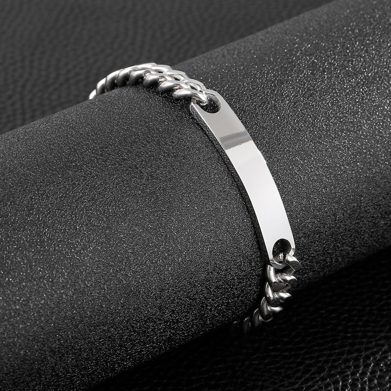 Engraving Bar Bold Cuban Link Bracelet