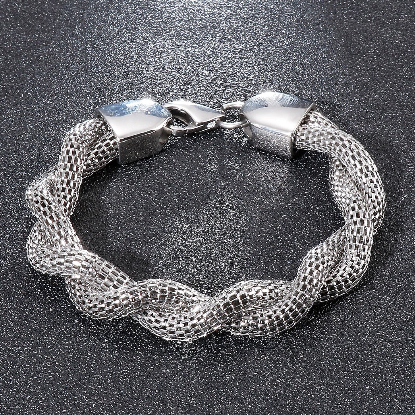 Snake Double Link Chain Stainless Steel Braided Bracelet