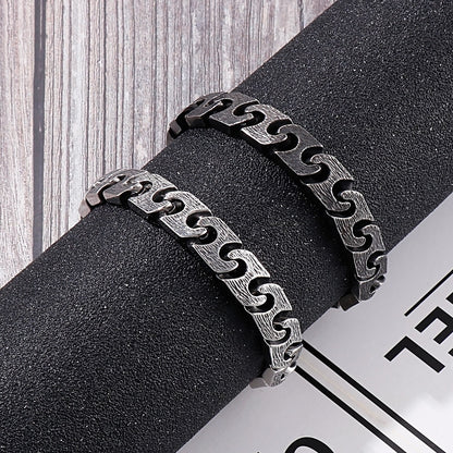 Retro Viking Cuban Chain Design Men Bracelet Vintage Black Stainless Steel Punk Link Chain Male Wristband Jewelry