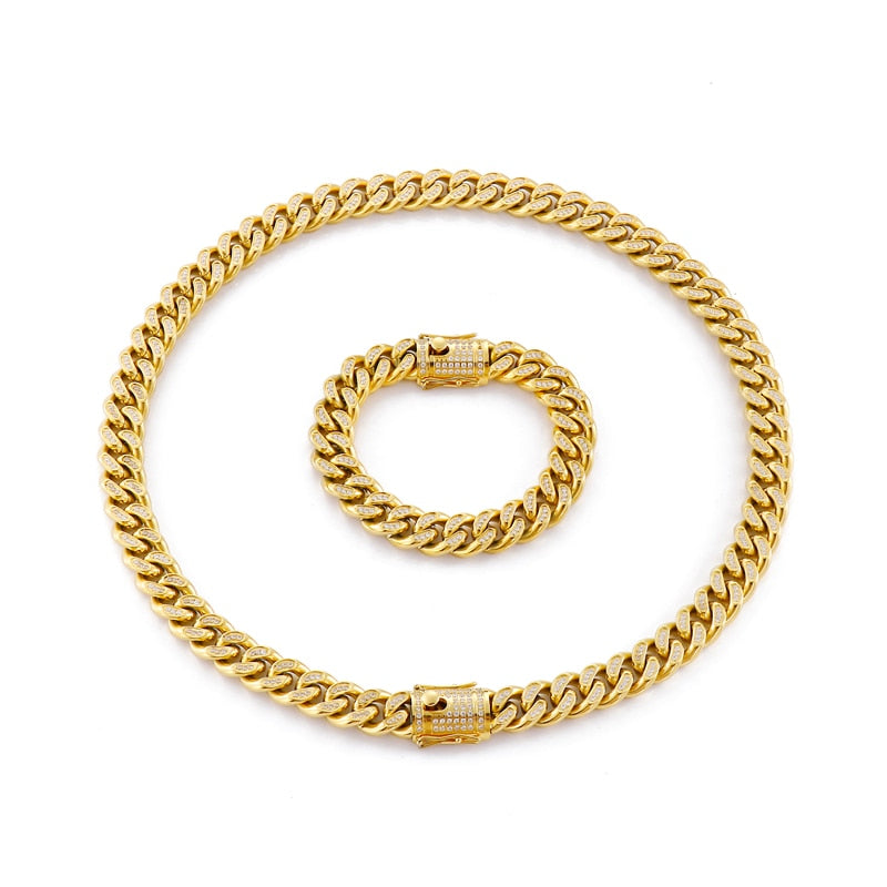 Rhinestone Iced Out Cuban Link Chain