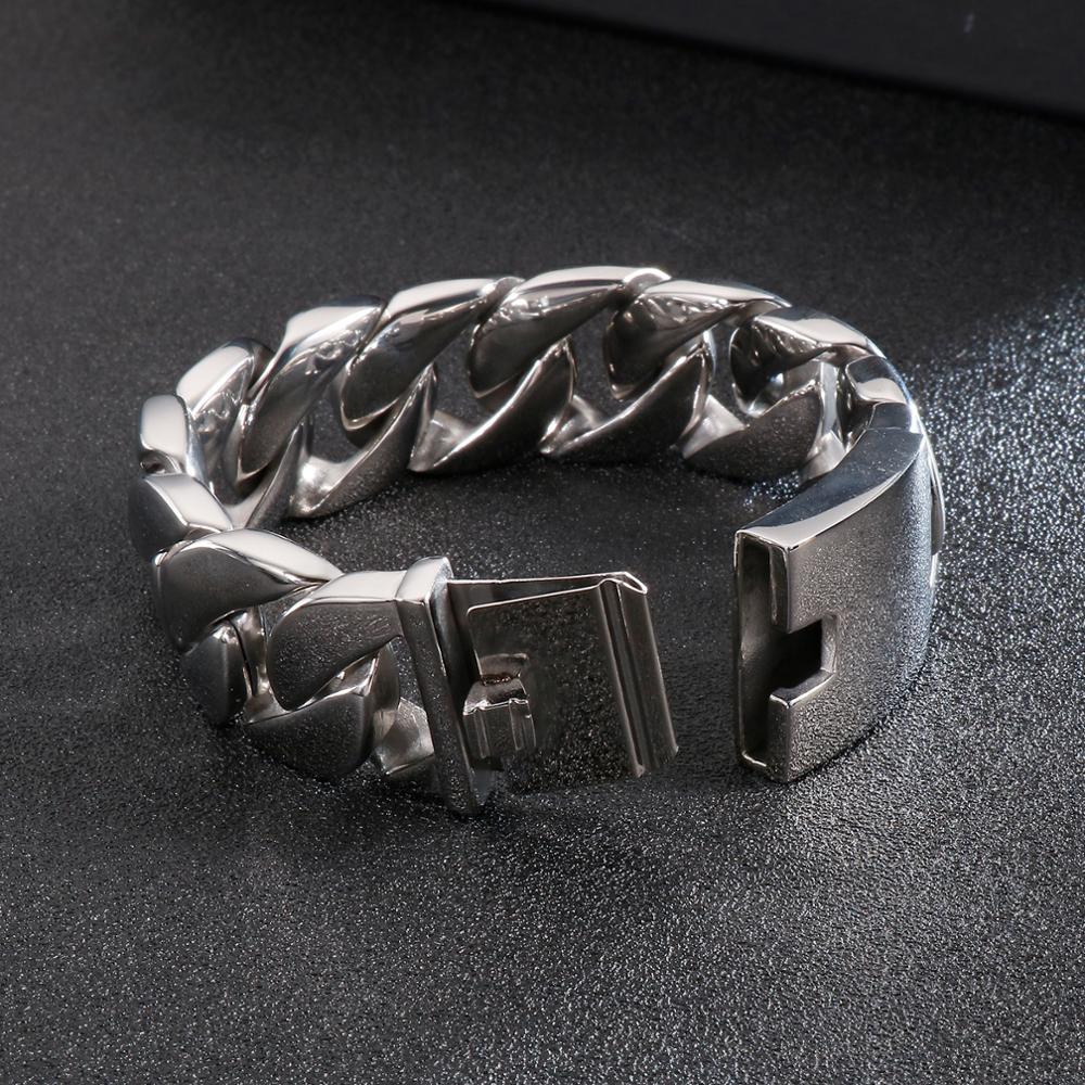 High Polish Super Huge Steel Cuban Chain Bracelet