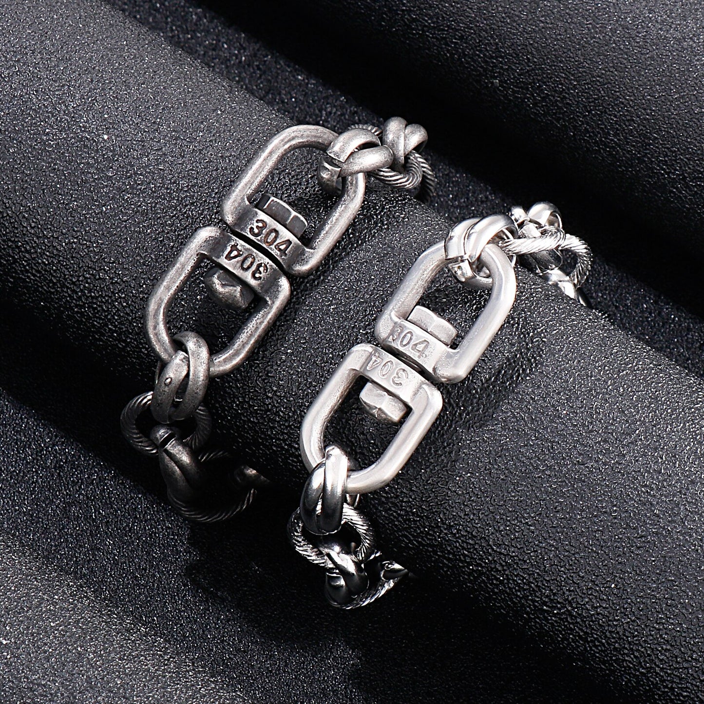 Punk Round Link Chain Cuff Men Bracelet Vintage Stainless Steel Big Clasp Charm Rock Fashion Jewelry