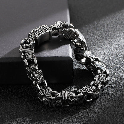 Rectangle Square Geometry Link Chain Bracelet Black Stainless Steel Punk Personality Men Jewelry