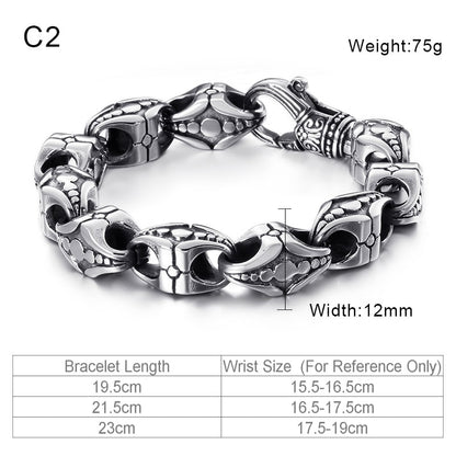 Viking Bracelet Punk Men Cross Bead Vintage Black Stainless Steel Link Charm Male Bracelets Bangle Fashion Jewelry