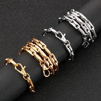 Special Link Chain Men Women Jewelry Set Shiny Punk Hip Hop Stainless Steel Polished Lover's Gift