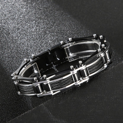 Punk Rock Wristband Biker Men Bracelet Stainless Steel Trendy Bicycle Chain Charm Bangle Male Jewelry