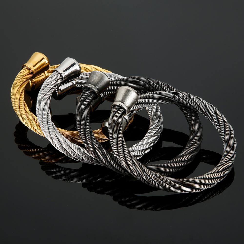 Rope-Woven Steel Minimalist Bangle Bracelet