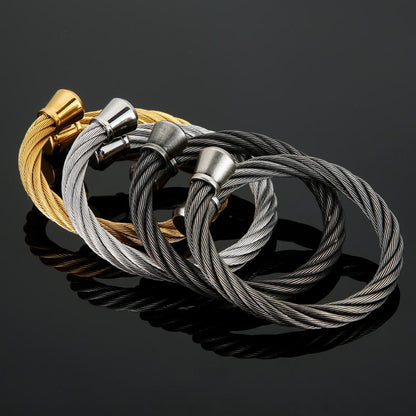 Rope-Woven Steel Minimalist Bangle Bracelet