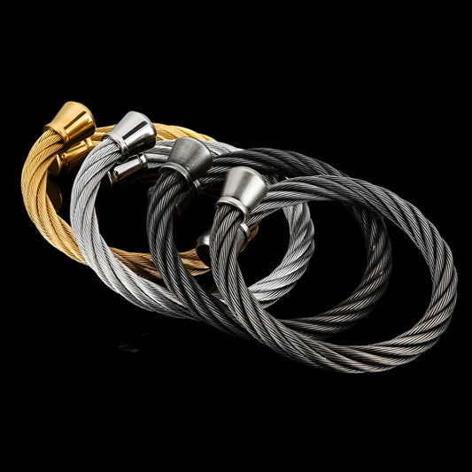 Rope-Woven Steel Minimalist Bangle Bracelet