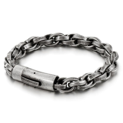 Retro Link Chain Men Bracelet Vintage Stainless Steel Black Bracelets Punk Man Friends Gift Jewelry