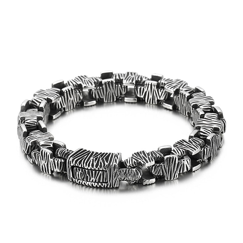 Rectangle Square Geometry Link Chain Bracelet Black Stainless Steel Punk Personality Men Jewelry