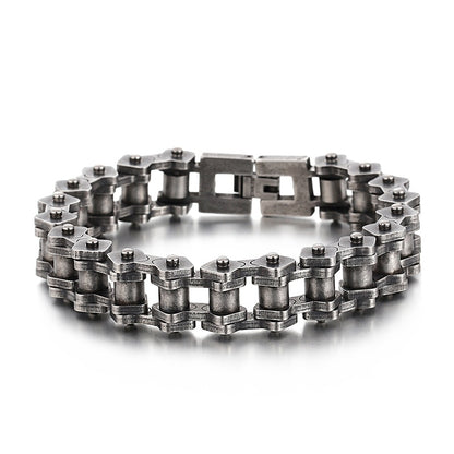 Gothic Gunmetal Biker Chain Steel Bracelet