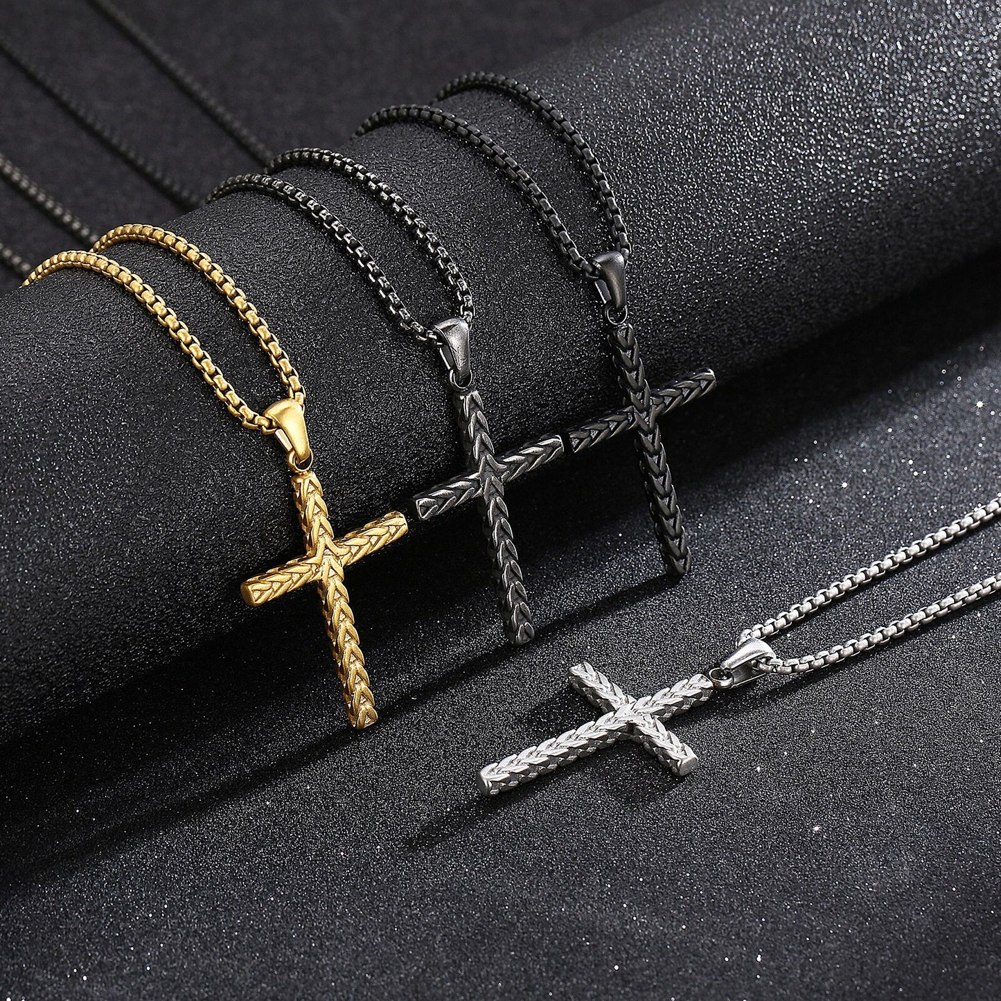 Wovn Metal Minimalist Cross Mens Pendant Necklace