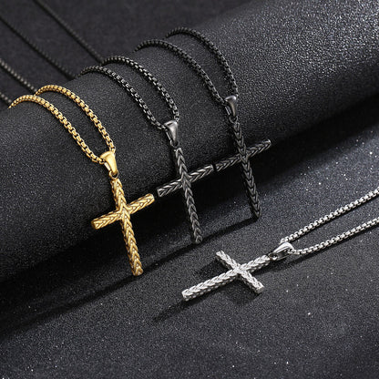 Wovn Metal Minimalist Cross Mens Pendant Necklace