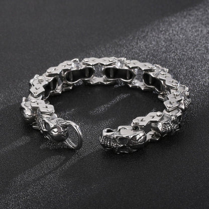 Skull Head Gothic Viking Men Bracelet Stainless Steel Punk Rock Band Fashion Design Biker Bangle Jewelry