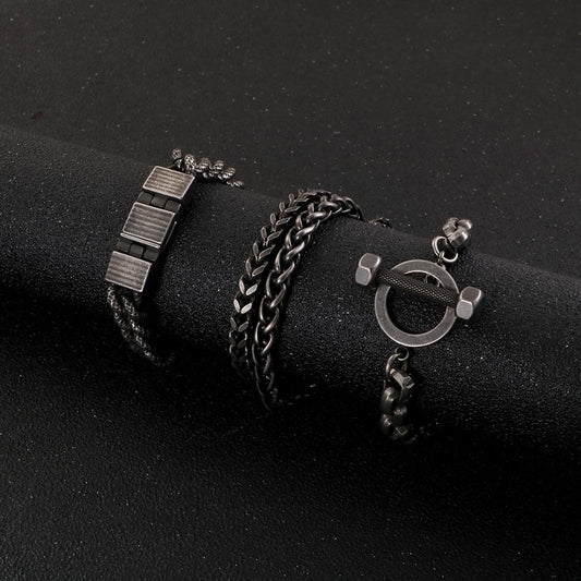 Antiqued and Weathered Black Steel Bracelet